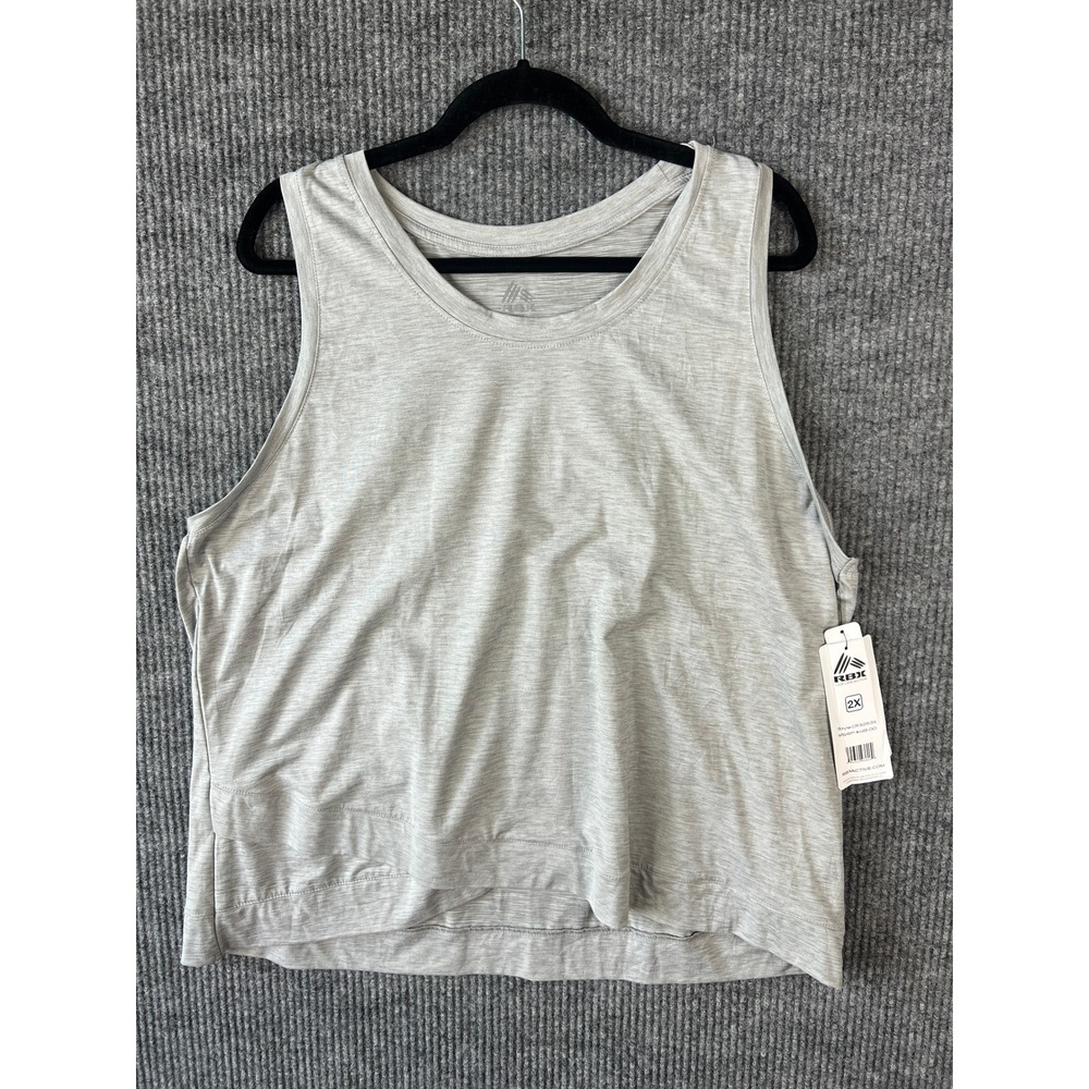RBX Active Heather Gray Wicking Athletic Tank Top 2X Plus Workout NWT
